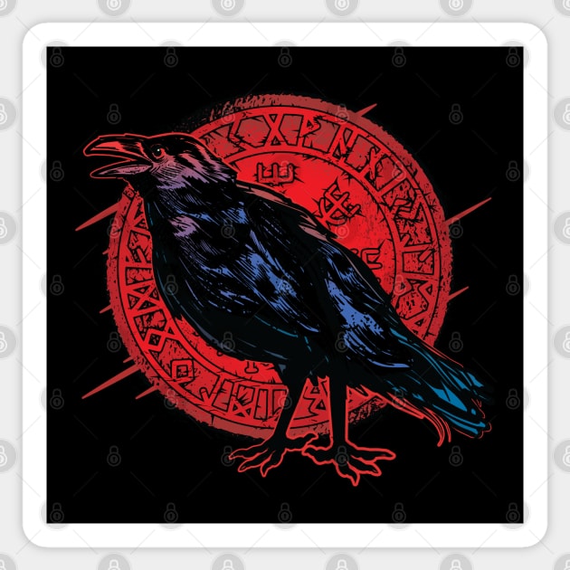 Stoic Raven with Shield - Norse Mythology Design Sticker by Graphic Duster